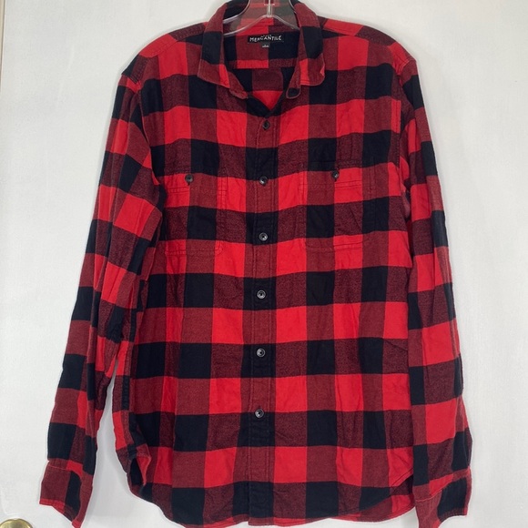 J. Crew Other - J. CREW MERCANTILE RED/ BLACK PLAID FLANNEL MENS LONG SLEEVE SIZE L